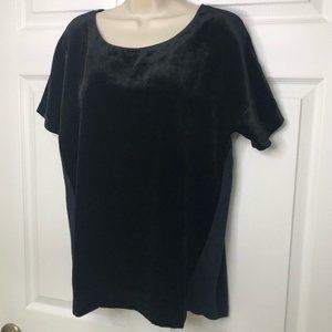 Lucky Brand Black Velour and Knit Blouse  S